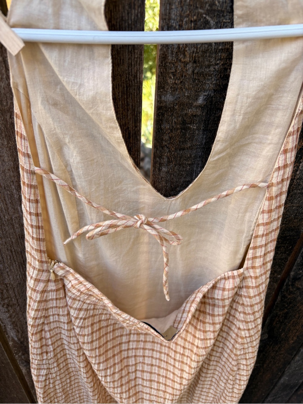 Paloma Wool Rosa Gingham Halter Dress NWOT In Cream & Brown Sz S - Picture 7 of 15